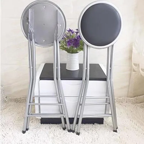 Vista 5 de Taburete de bar plegable de 28 pulgadas, taburete portátil acolchado resistente, capacidad de peso de 276 libras, taburete de bar alto para Negro