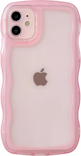 Vista 9 de Caseative Funda para iPhone 11, color negro Marco de onda rizada de color sólido claro suave