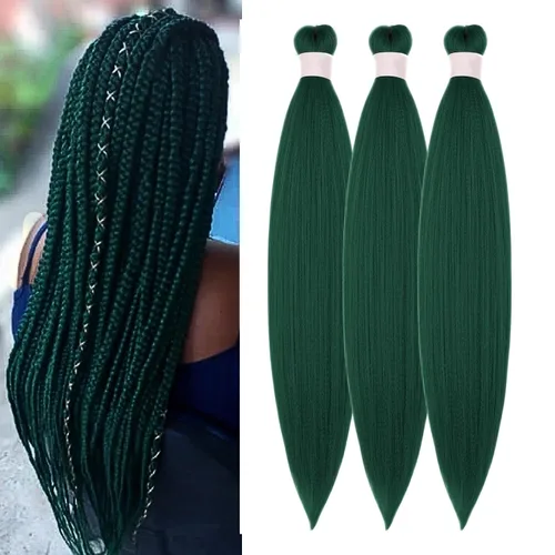 Vista 68 de Pelo corto negro trenzado preestirado de 14 pulgadas para trenzas sin nudos, pelo sintético 1B trenzado para trenzas Bob Box
