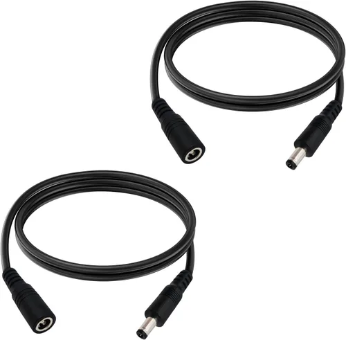 Vista 10 de Cable de extensión de alimentación CC de 1 pie, 5.5 mm x 2.1 mm, 18 AWG, macho a hembra, cable de extensión de 12 V para cámara de vigilancia CCTV