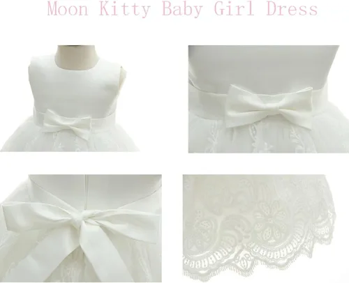 Vista 4 de Moon Kitty Vestidos bordados para bautizo, para ocasiones especiales, para niñas