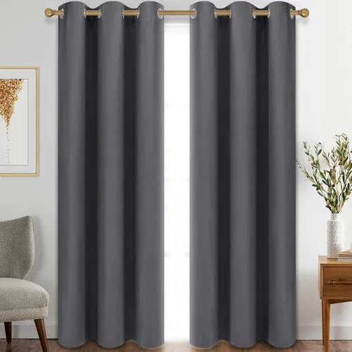 Vista 111 de Diraysid Cortinas opacas beige con ojales para dormitorio, con aislamiento térmico, cortinas de oscurecimiento de habitación, 38 x 54 pulgadas, 2