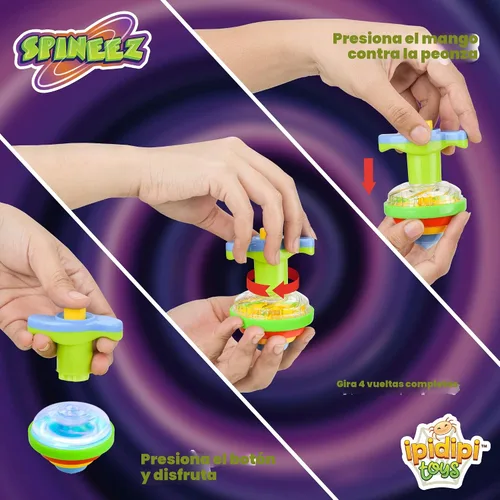 Vista 2 de IPIDIPI TOYS Spineez - Paquete de 12 juguetes giratorios LED para niños, ideales para rellenar calcetines navideños para niños, recuerdos de fiesta