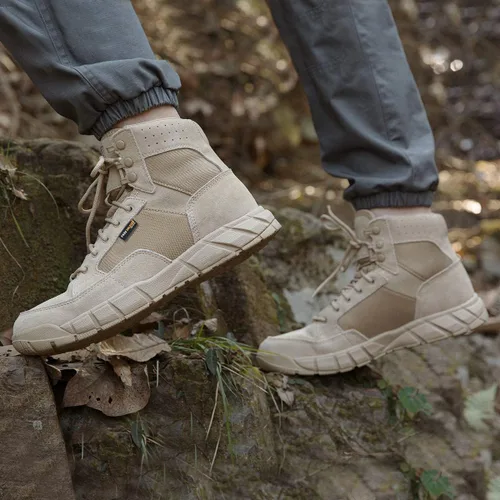Vista 9 de FREE SOLDIER Waterproof Hiking Work Boots Men's Tactical Boots 6 Inches Lightweight Military Boots Breathable Desert Boots
