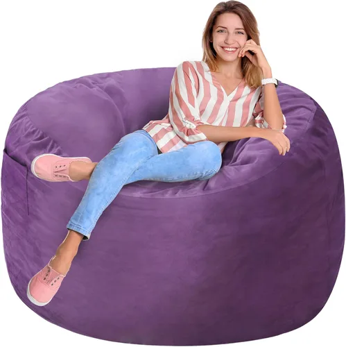 Vista 6 de Homguava - Sillón puff de 3 pies Sillón estilo puff grande de 3 pulgadas con relleno de espuma viscoelástica, sofá suave con funda de terciopelo