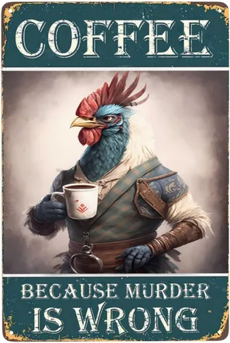 Vista 11 de Cartel de metal con texto en inglés «Black Cat Coffee Because Murder Is Wrong», vintage, para dormitorio, hogar, cocina, hotel, bar, cafetería