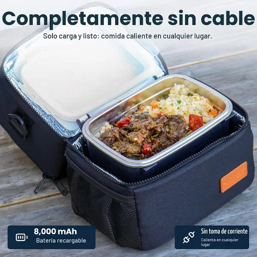 Vista 5 de LunchEAZE Pro Lonchera Calentable Sin Cable – Con Batería, Capacidad de 4 Tazas, Máx. 220°F, Calefacción Programada Automática, Incluye Bolsa