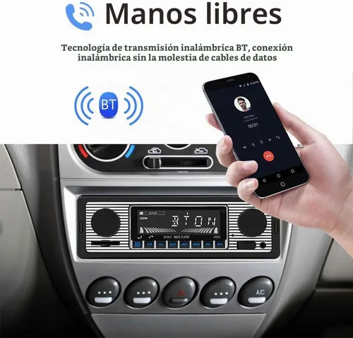 Vista 5 de Radio clásica de coche DIN simple de 7 pulgadas, estéreo de coche Bluetooth, radio FM, receptor de audio para automóvil, control de voz, llamadas