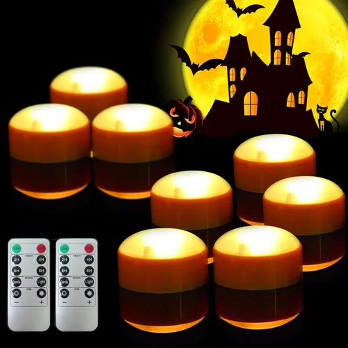 Vista 5 de CANDLE CHOICE Luz LED de calabaza de Halloween con control remoto y temporizadores, funciona con pilas, luz de linterna Jack-O-Lantern, brillante