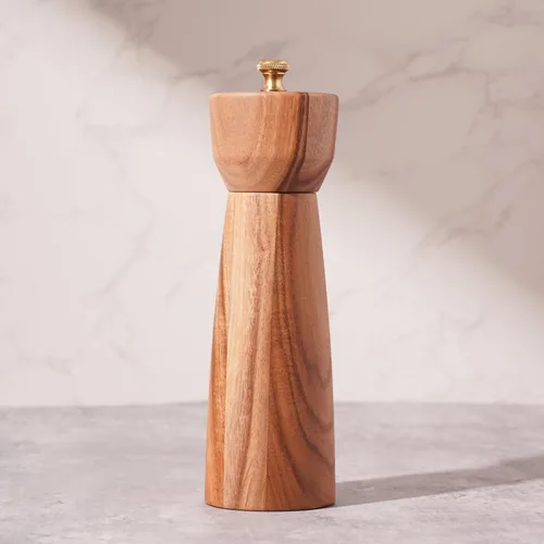 Vista 5 de Molinillo de pimienta, molinillo de pimienta con acero inoxidable ajustable, madera de acacia, 20.5 cm/8 pulgadas de altura, diámetro inferior: 6