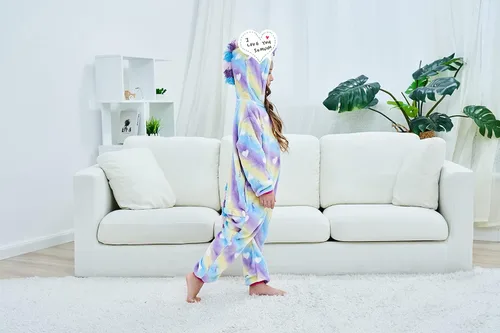 Vista 7 de Riverchan Kids Unicorn Onesie Animal Pajamas Halloween Cosplay Costume Sleepwear Gift for Girls and Boys