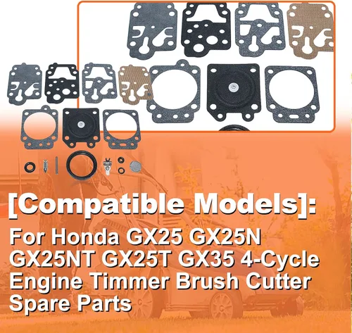 Vista 4 de Para Honda GX25 GX25N GX25NT GX25T GX35 4-Cycle Motor Timmer Brush Cutter Piezas de repuesto, 10 PC Carb Kit, Para Walbro K10-WYJ Carb Kit