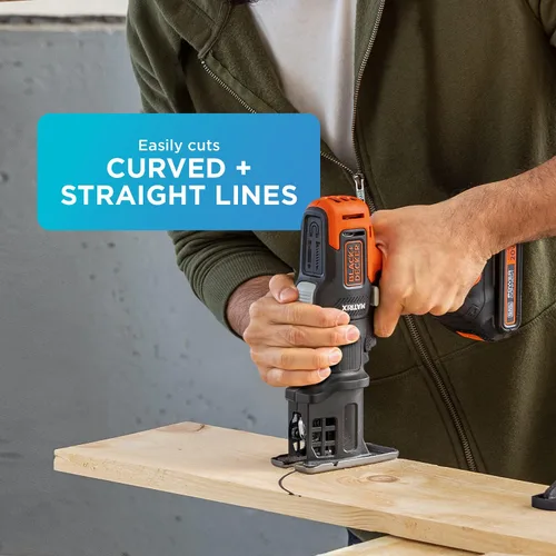 Vista 7 de BLACK+DECKER Kit de taladro inalámbrico MATRIX de 20 V, blanco y naranja con accesorio de sierra de calar de matriz para taladro inalámbrico