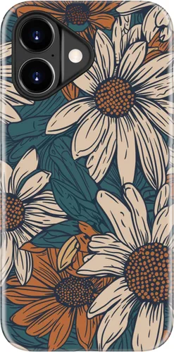 Vista 87 de Funda para iPhone 12 Mini, compatible con carga inalámbrica, protección de doble capa con elegante diseño de flores silvestres, silicona suave +