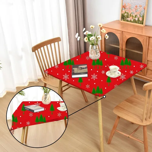 Vista 16 de Mantel ajustado blanco con elástico para mesas plegables de 48x48 pulgadas, manteles lavables y elásticos de elastano para mesas de cartas, manteles