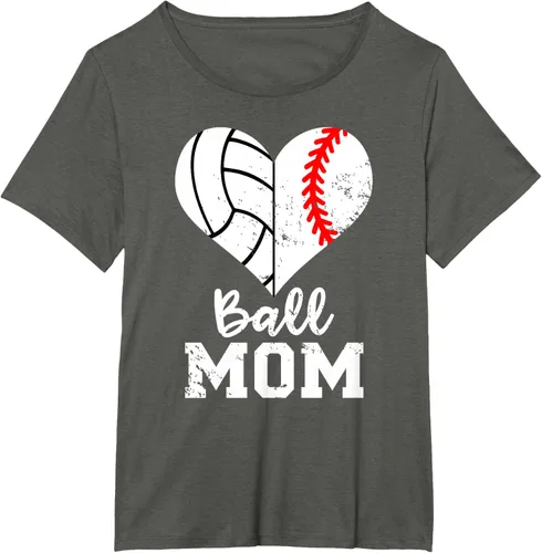 Vista 18 de Ball Mom Heart Funny Baseball Voleibol Mom - Camiseta para mamá, Negro, S