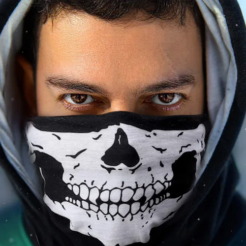 Vista 5 de 8 máscaras faciales de calavera, pasamontañas, fantasma, motociclista, bandana para motocicleta, bufanda mágica, a prueba de polvo, calentador