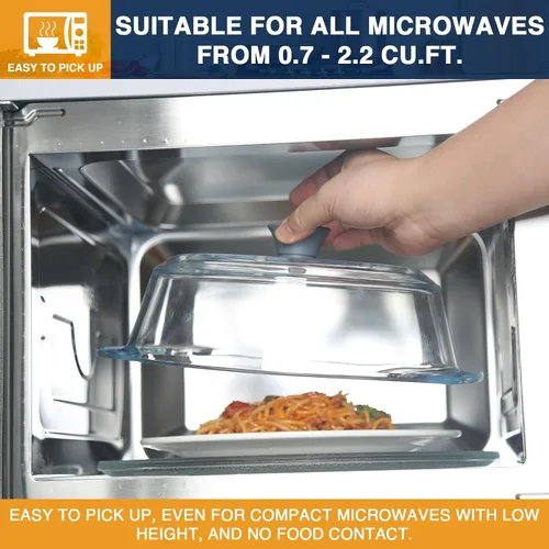 Vista 5 de lopeztek Cubierta de vidrio para salpicaduras de microondas, fundas de horno de microondas de vidrio para alimentos, protector de salpicaduras