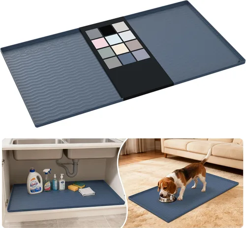 Vista 30 de URMONA - Tapete de silicona impermeable para debajo del fregadero, 16 x 10 Beige