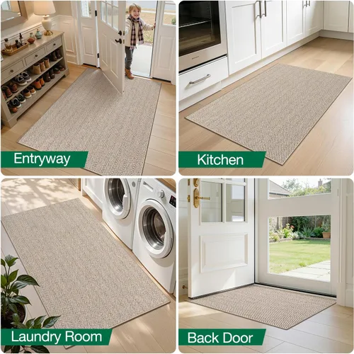 Vista 8 de LUMI Tapete ultradelgado para puerta de interior de 17 x 30 pulgadas, tapete de entrada antideslizante, tapete de perfil bajo, tapete de diseño
