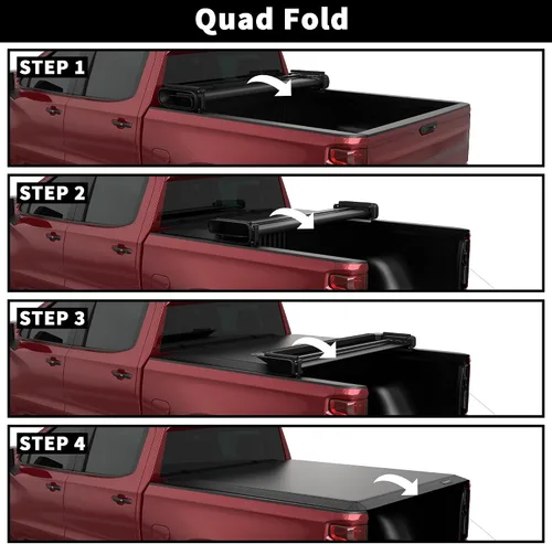 Vista 3 de Cubierta suave para caja de camioneta plegable cuádruple compatible con Ford F-150 F150 Styleside 2015-2026 4 pliegues 5.5 pies 67 pulgadas