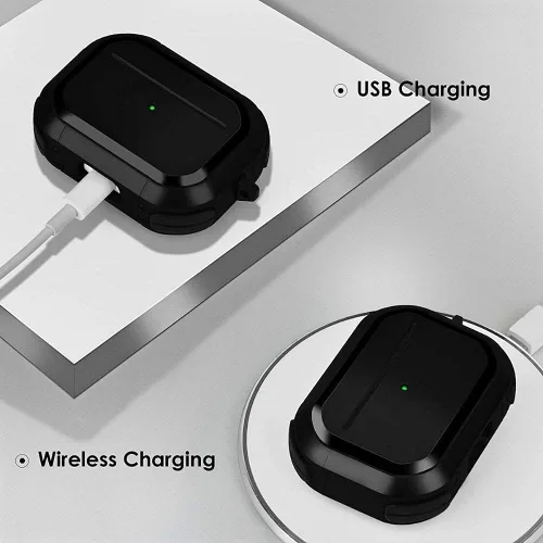 Vista 3 de HUSH Funda protectora para Airpods Pro, funda duradera compatible con AirPods Pro de 1ª/2ª generación (negro)