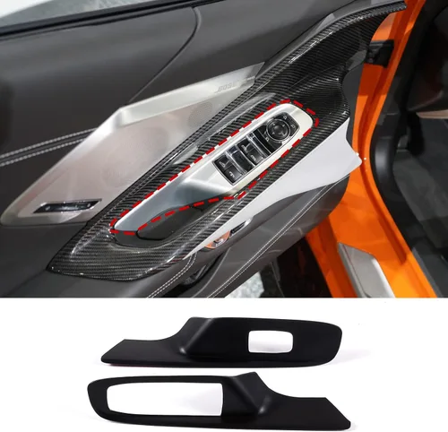 Vista 4 de Cubierta para interruptor de elevación de ventana compatible con Chevrolet Corvette C8 Stingray 2020-2023, cubierta de marco de decoración de marco