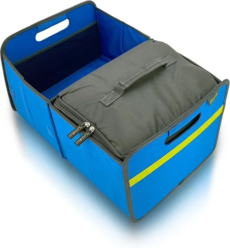 Vista 9 de meori Organizador plegable para maletero de coche con enfriador para comestibles, viajes por carretera, 2 compartimentos, bolsillo de malla