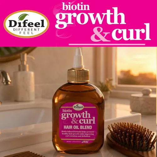 Vista 3 de Difeel Biotin Growth and Curl - Mezcla de aceite para el cabello, tamaño de viaje, 2.5 onzas.