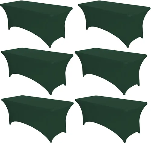 Vista 23 de PTC21B - Juego de 6 manteles elásticos de 6 pies, color negro, rectangular, ajustable, lavable, de elastano, para fiestas, bodas, cócteles