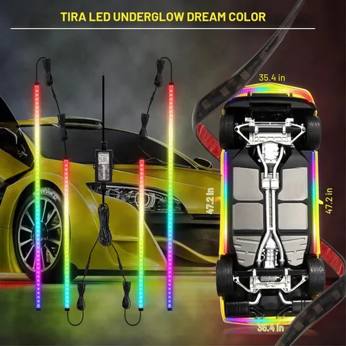 Vista 5 de OPP ULITE Tira de Luz Subterránea para Coche, Color de Persecución de Sueños, Material de Silicona Mejorado, 212 Modos, 252pcs LED, Kit de Luces