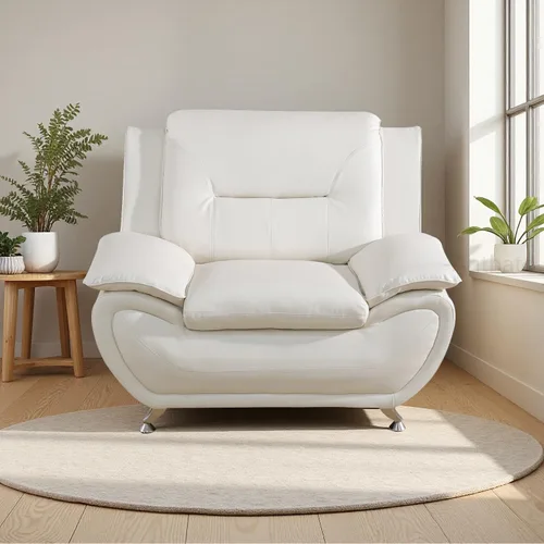 Vista 70 de Sofá modular de cuero, juego de muebles de sala de estar, 3 piezas, moderno, para sala de estar, apartamento, oficina, dormitorio, color blanco