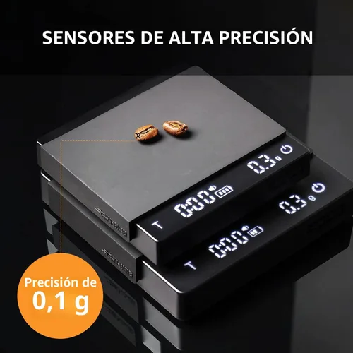 Vista 3 de MHW-3BOMBER Báscula de café espresso con temporizador, pequeña báscula de café con detección de sólidos y líquidos, escala digital de grano de café