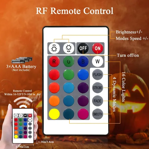 Vista 3 de Luces de calabaza para interior, 16 colores que cambian de Jack O Lantern, luces de linterna de JackoLantern a batería para calabazas al aire libre