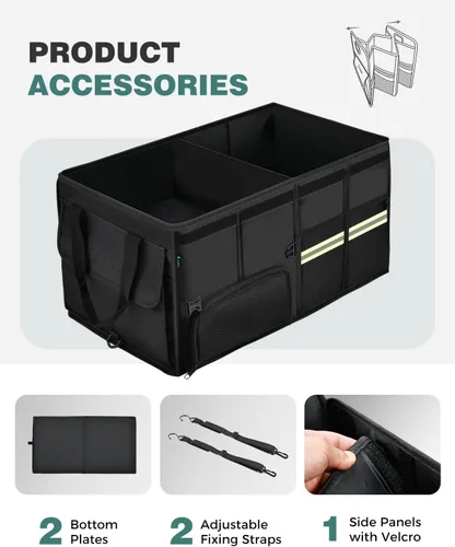 Vista 7 de FLORICH Organizador de maletero con almacenamiento de zapatos transpirable para SUV, organizadores de automóvil impermeables plegables, organizador