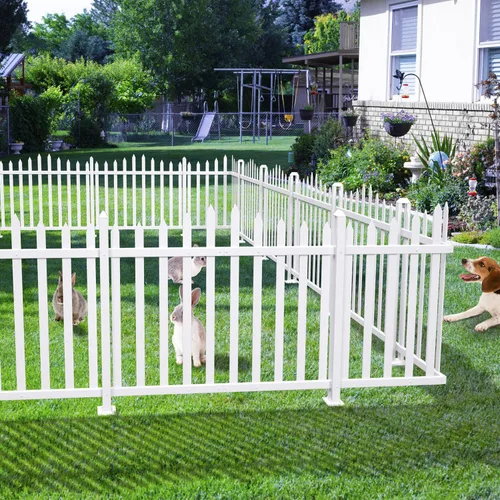 Vista 9 de COARBOR - Postes de PVC de 32.6 pulgadas de alto para valla decorativa de PVC, accesorios para patio, perros, barrera de animales, al aire libre