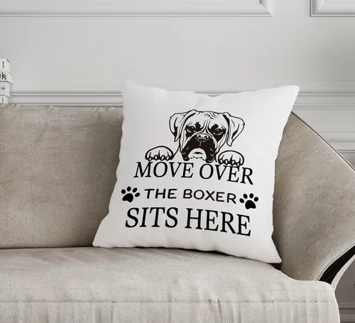 Vista 2 de Fundas de almohada Boxer Decor de 18 x 18 pulgadas, decoración del hogar de perros, regalos para amantes de los perros, almohadas decorativas Move