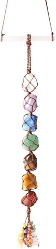 Vista 19 de Adornos colgantes de cristal hechos a mano para ventana de automóvil, 7 chakras, decoración del hogar, adorno de Feng Shui, yoga, meditación
