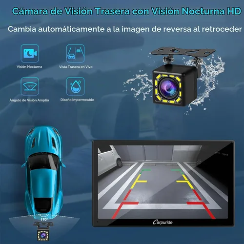 Vista 6 de Carpuride - Estéreo de coche de doble DIN de 9 pulgadas con CarPlay y radio de auto Android Auto