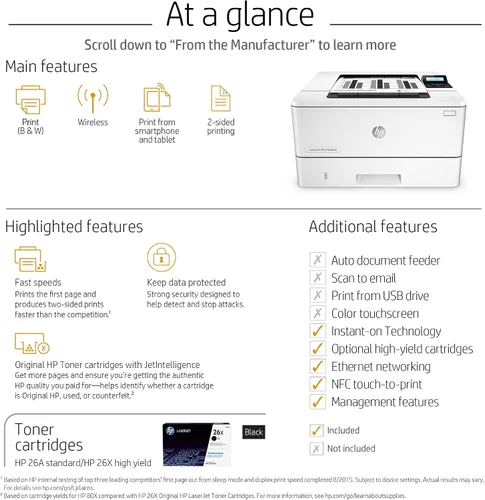 Vista 6 de HP LaserJet Pro M402dw Impresora láser inalámbrica con impresión de doble cara, lista para reabastecimiento de Amazon Dash (C5F95A)