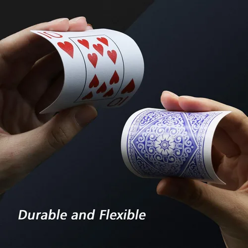 Vista 2 de INTEGEAR Juego de cartas de 2 barajas de póquer de plástico impermeable para Texas Holdem Poker Go Fish y más juegos de cartas, índice jumbo de 2.5