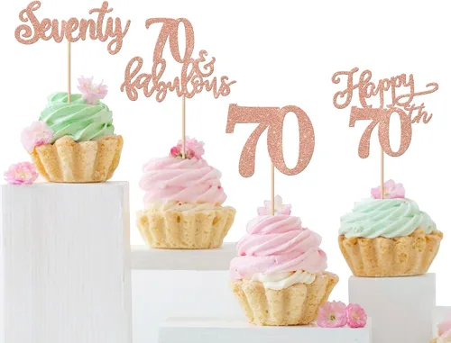 Vista 17 de Rsstarxi Paquete de 24 adornos con purpurina para cupcakes de 30 cumpleaños, treinta y 30 fabulosas selecciones de cupcakes, decoraciones para feliz