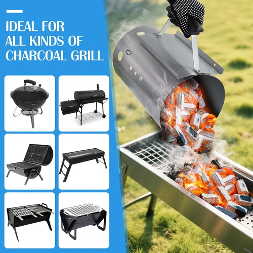 Vista 5 de REDACMP - Juego de iniciación de chimenea de carbón rápido extra grande de 12 pulgadas de alto, para parrillas de carbón, accesorios de chimenea