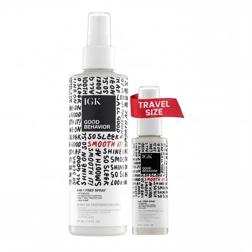 Vista 17 de IGK GOOD BEHAVIOR Spray Preparador 4 en 1 Deja en + Desenreda + Protector térmico Vegano + Sin crueldad 7 onzas Controla el encrespamiento