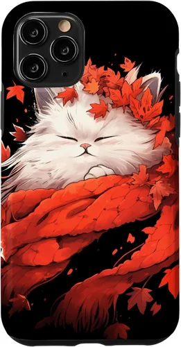 Vista 27 de Persian Cat Kitten Autumn Fall Leaves Thanksgiving Case for iPhone 16