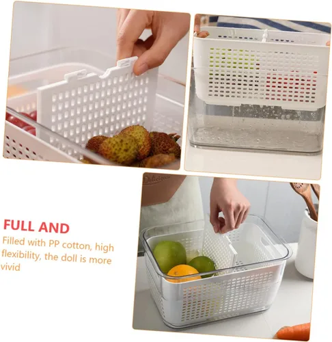 Vista 4 de Cabilock Recipientes de pasta de 1. Colador de cocina de 7 litros, doble capa, cesta de drenaje de verduras, de plástico, para lavar frutas