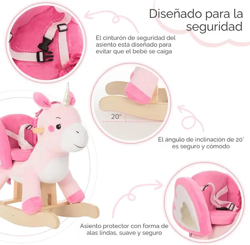 Vista 5 de labebe - Caballo mecedor para bebé, unicornio para montar, juguete de paseo para niños de 6 meses a 3 años, bebé (niño niña) juguete de peluche