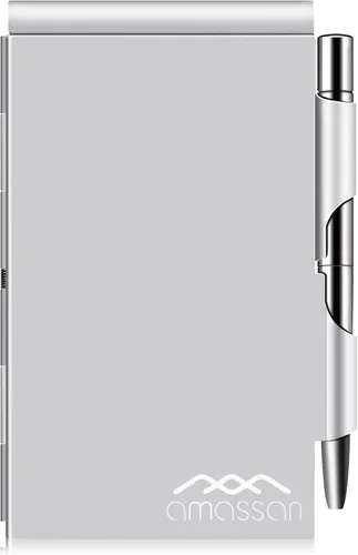 Vista 10 de Cuaderno pequeño de metal, mini bloc de notas, bloc de notas de bolsillo pequeño, estuche de aluminio con mini bolígrafo de metal y hojas de 60