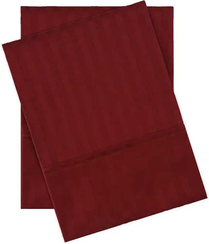 Vista 13 de Superior Par de fundas de almohada de algodón peinado suave, rayas de satén, estándar, color dorado