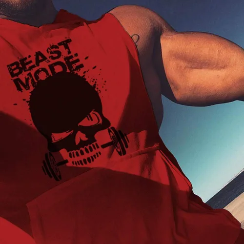 Vista 5 de SZKANI Chaleco de entrenamiento sin mangas con estampado de calavera para hombre